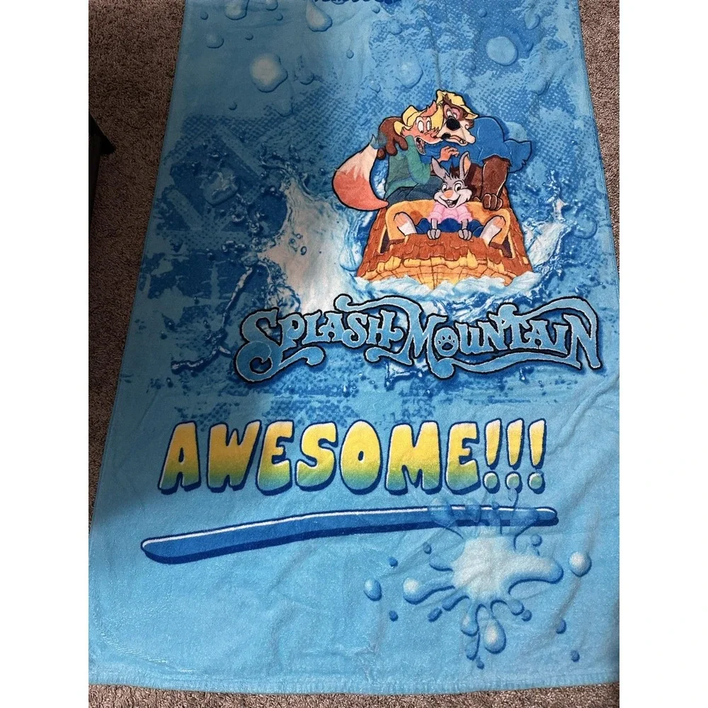 Disney Parks Splash Mountain Awesome Blue Beach Towel 30x60 Cotton Brazil Adults